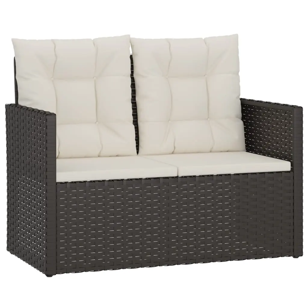 Garden Bench with Cushions Black 105 cm Poly Rattan 362318 - Furniture