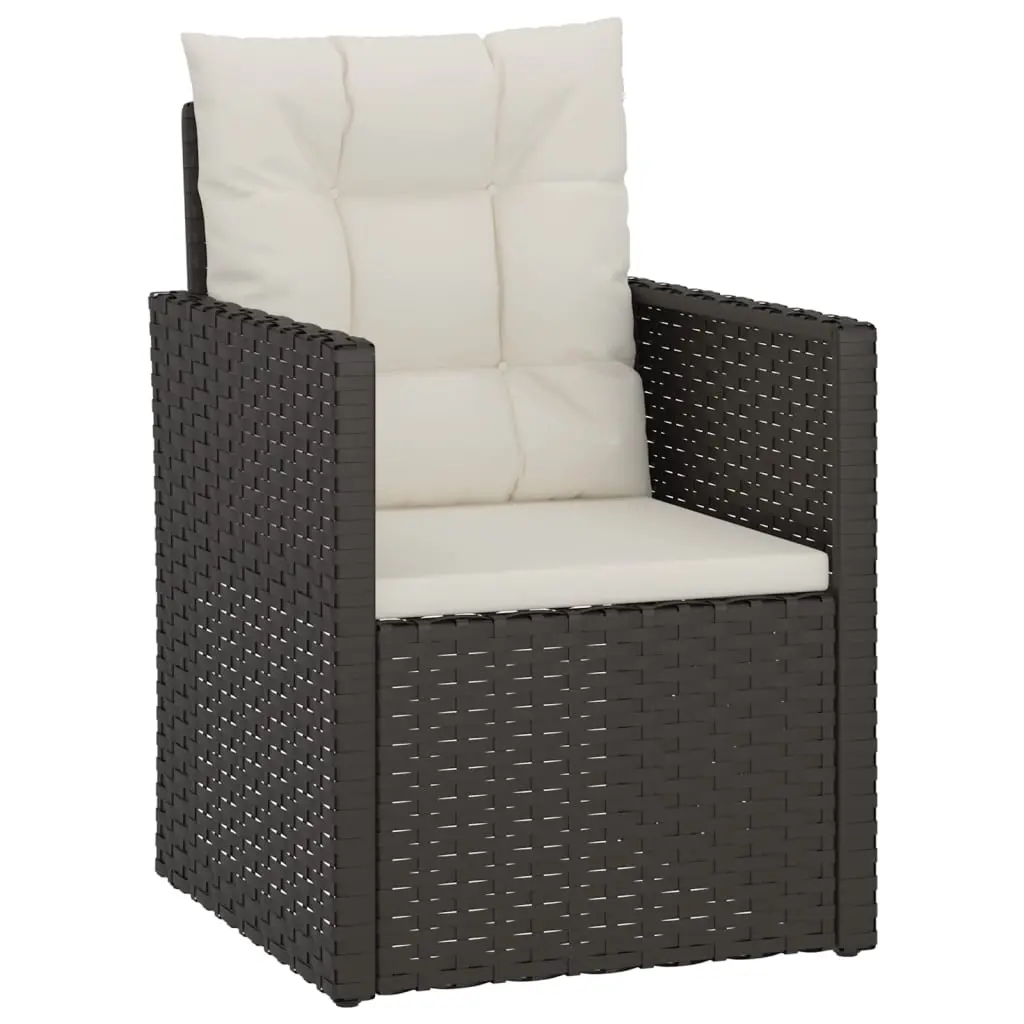 Garden Armchair with Cushions Black Poly Rattan 362322 - Furniture