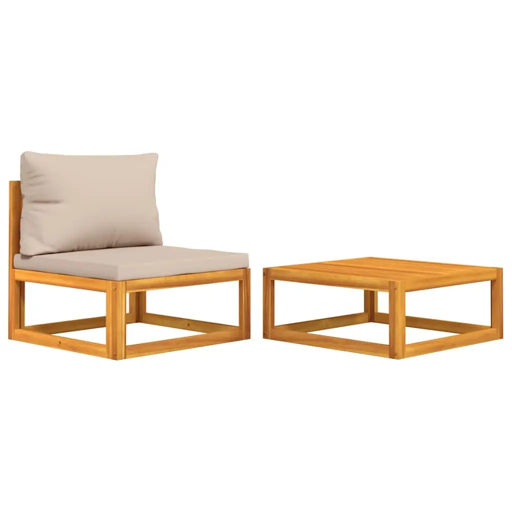 2 Piece Garden Sofa Set with Cushions Solid Wood Acacia 360003 - Furniture