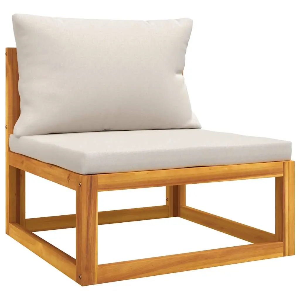 Garden Middle Sofa with Light Grey Cushions Solid Wood Acacia 360013 - Furniture