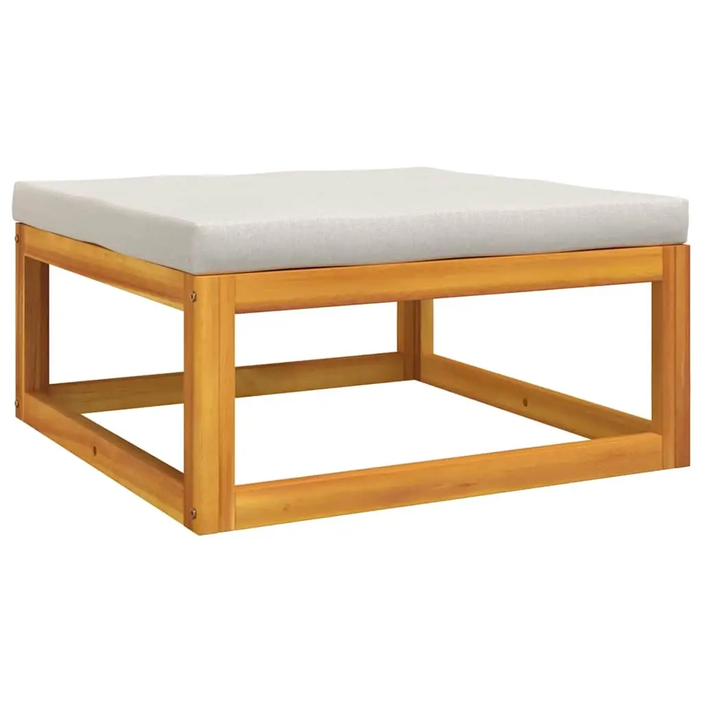 Garden Footrest with Light Grey Cushion Solid Wood Acacia 360014 - Furniture