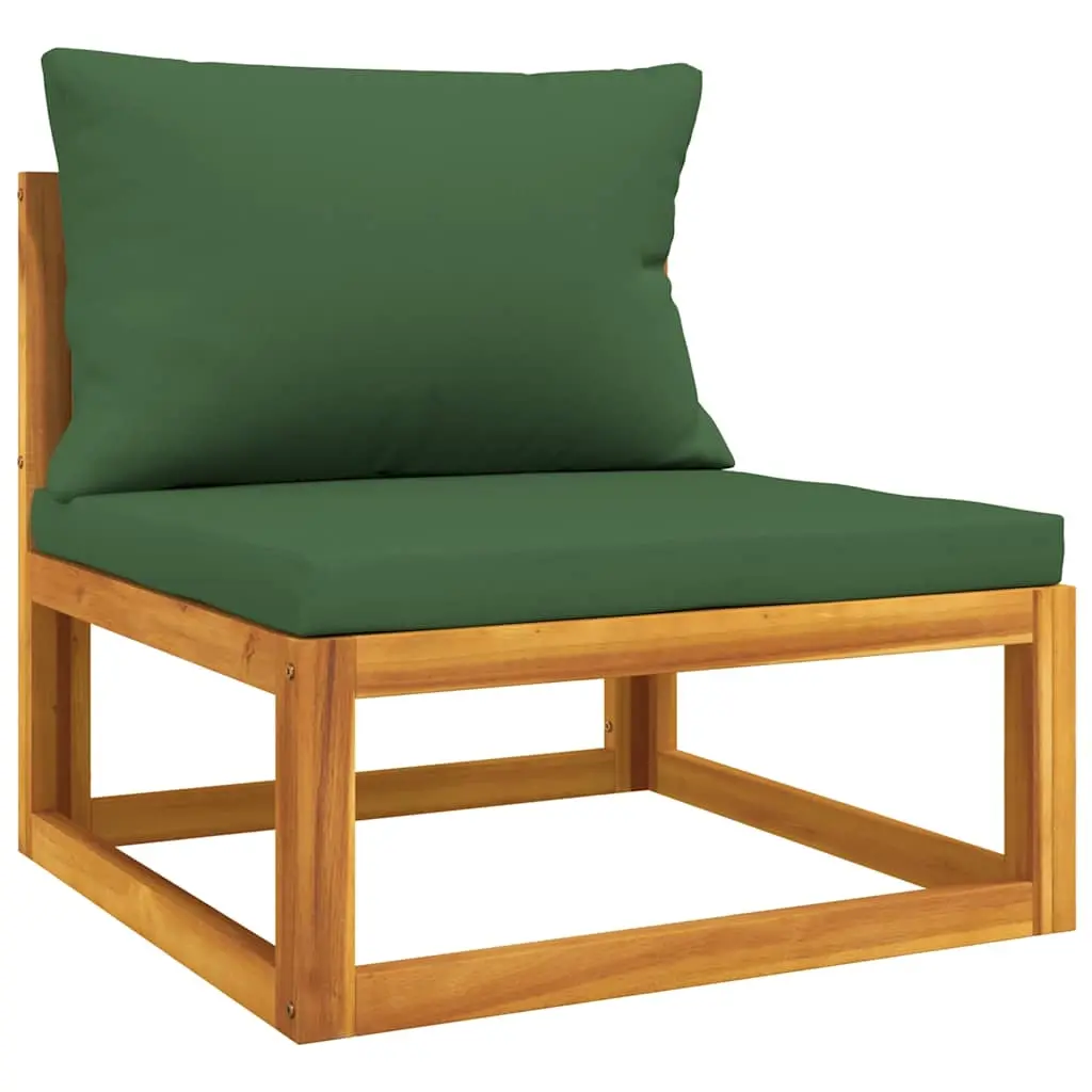 Garden Middle Sofa with Green Cushions Solid Wood Acacia 360021 - Furniture