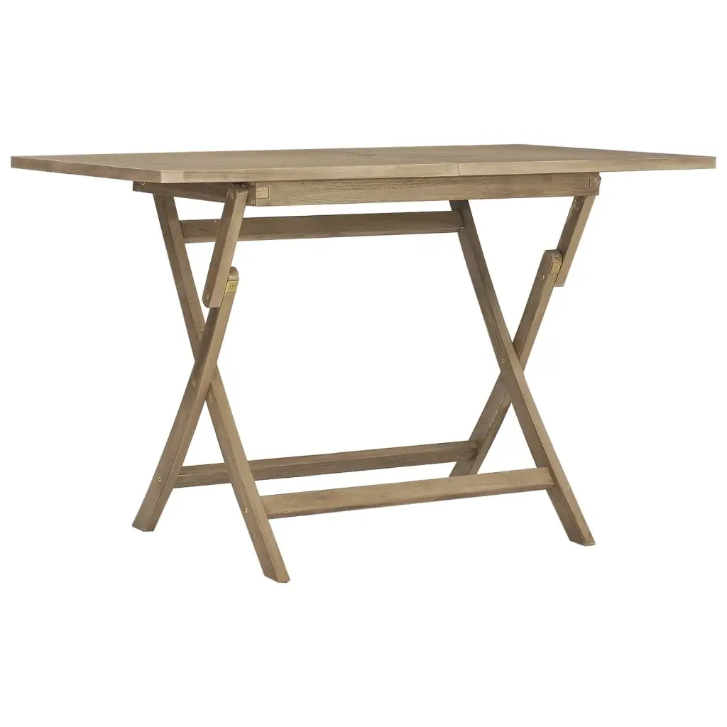 Folding Garden Table Grey 120x70x75 cm Solid Wood Teak 362763 - Furniture