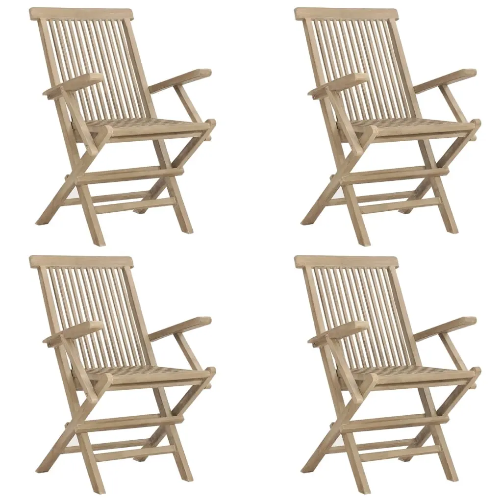 Folding Garden Chairs 4 pcs Grey 56x61x89 cm Solid Wood Teak 3155070 - Furniture