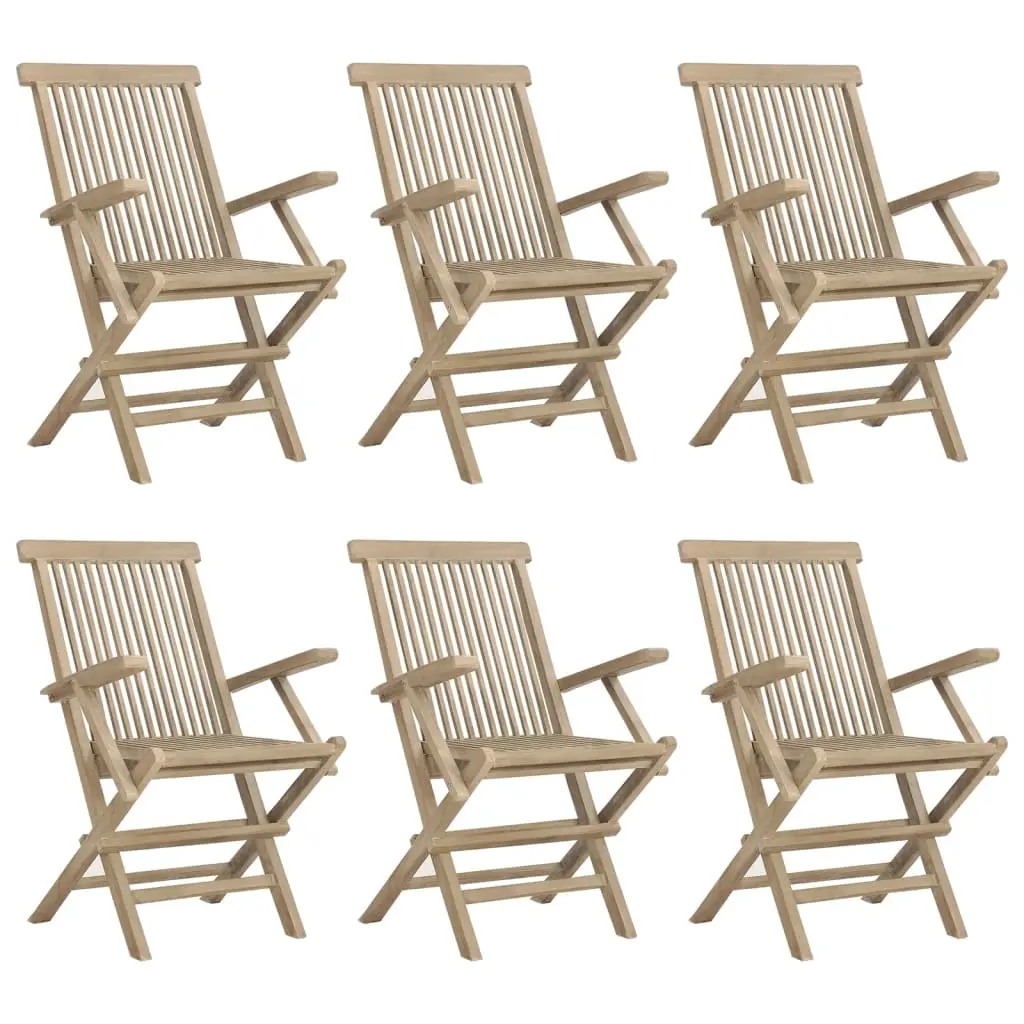 Folding Garden Chairs 6 pcs Grey 56x61x89 cm Solid Wood Teak 3155071 - Furniture