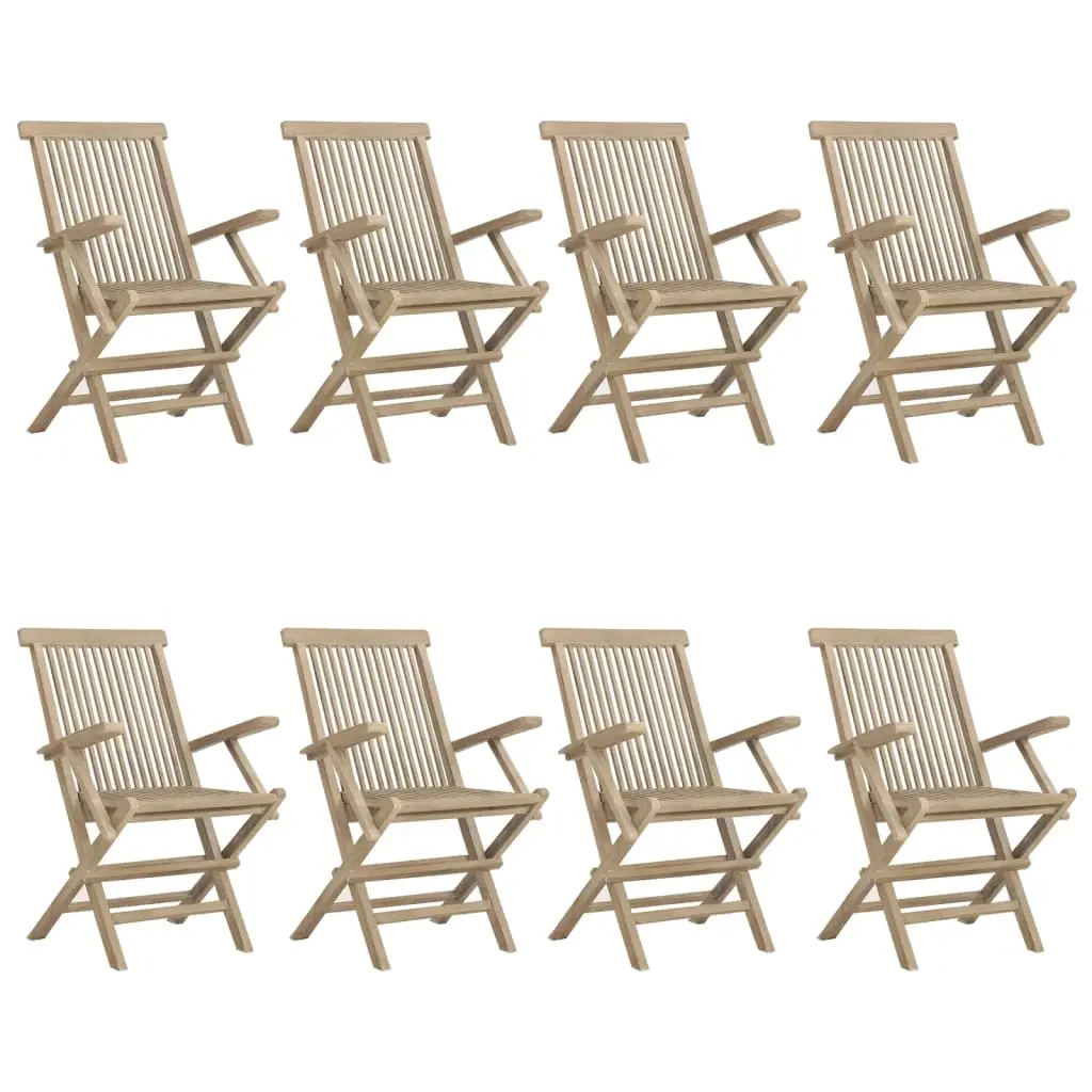 Folding Garden Chairs 8 pcs Grey 56x61x89 cm Solid Wood Teak 3155072 - Furniture