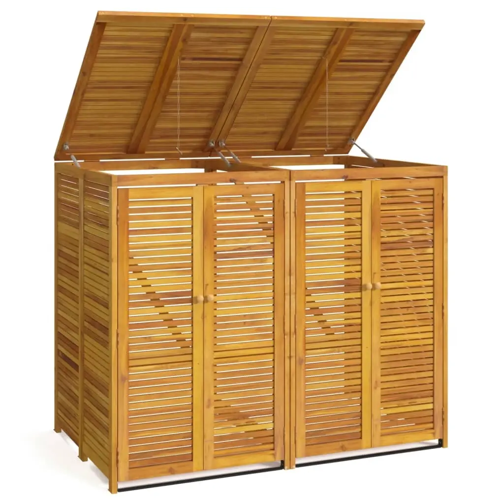 Double Garbage Bin Shed 140x89x117 cm Solid Wood Acacia 3155239 - Home & Garden