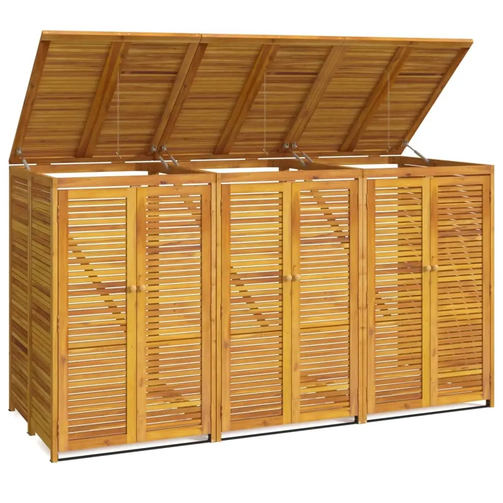 Triple Garbage Bin Shed 210x89x117 cm Solid Wood Acacia 3155240 - Home & Garden
