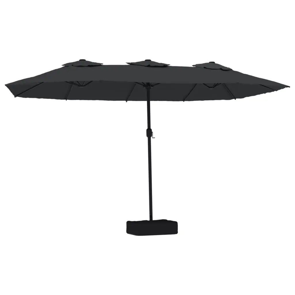 Double-Head Garden Parasol with LEDs Black 449x265 cm 362959