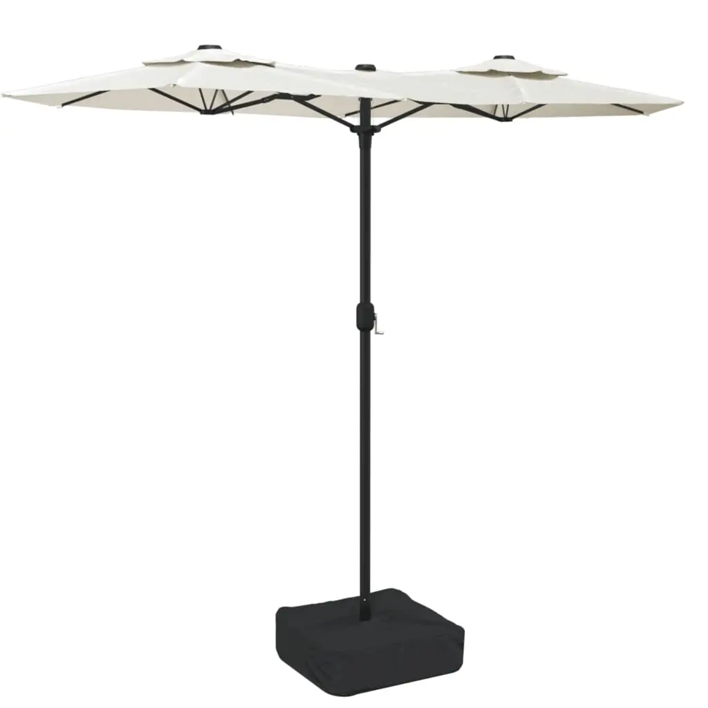 Double-Head Garden Parasol Sand White 316x145 cm 362961