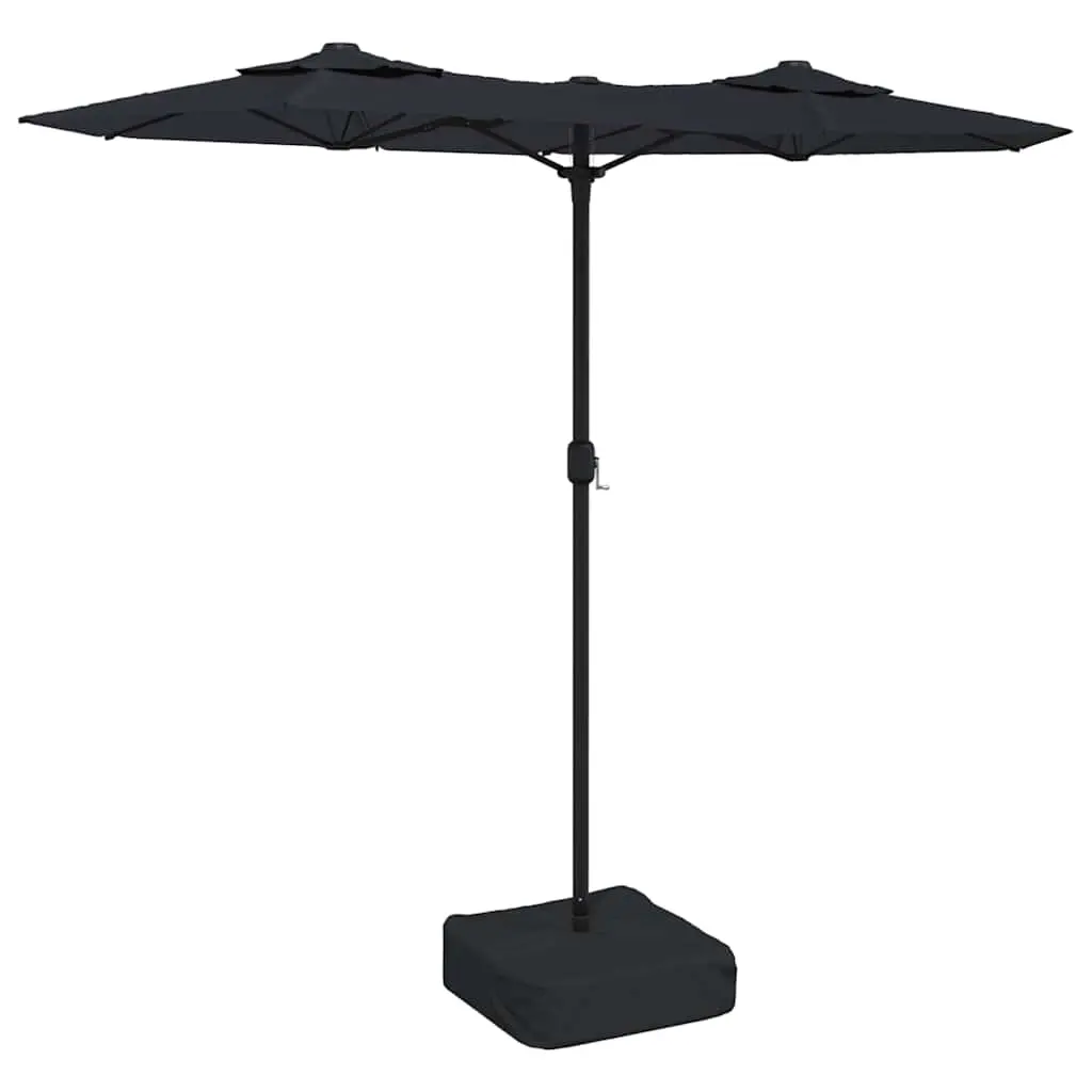 Double-Head Garden Parasol Black 316x145 cm 362967