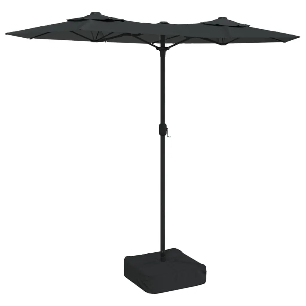 Double-Head Garden Parasol with LEDs Anthracite 316x145 cm 362971