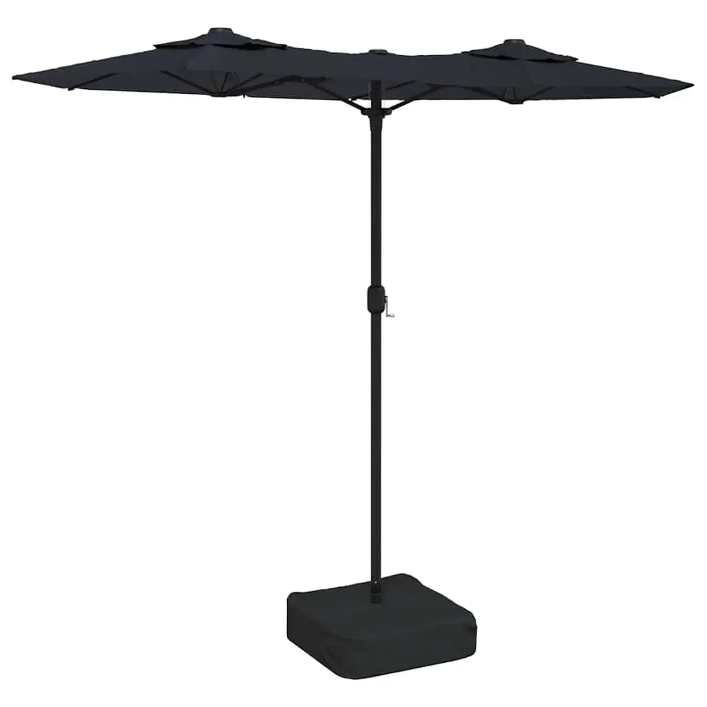 Double-Head Garden Parasol with LEDs Black 316x145 cm 362975