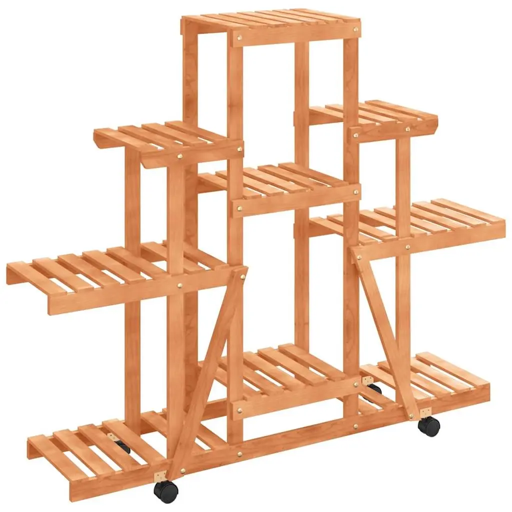 Flower Stand with Wheels 110x25x101 cm Solid Wood Fir 362852 - Home & Garden