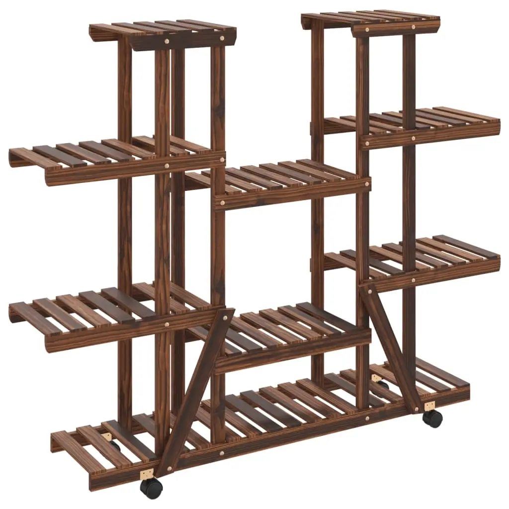 Flower Stand with Wheels 110x25x115 cm Solid Wood Fir 362859 - Home & Garden