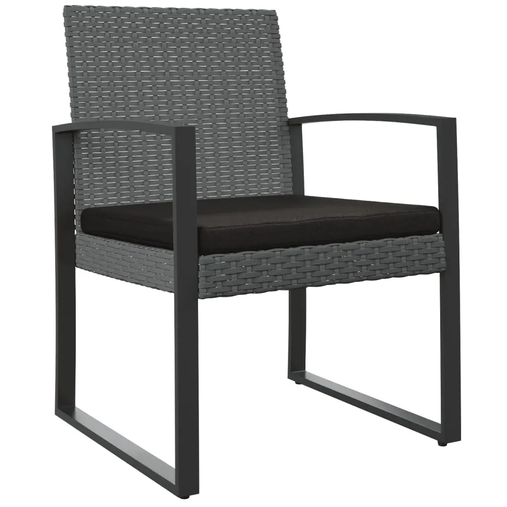 Garden Dining Chairs 2 pcs Dark Grey PP Rattan 360205 - Furniture