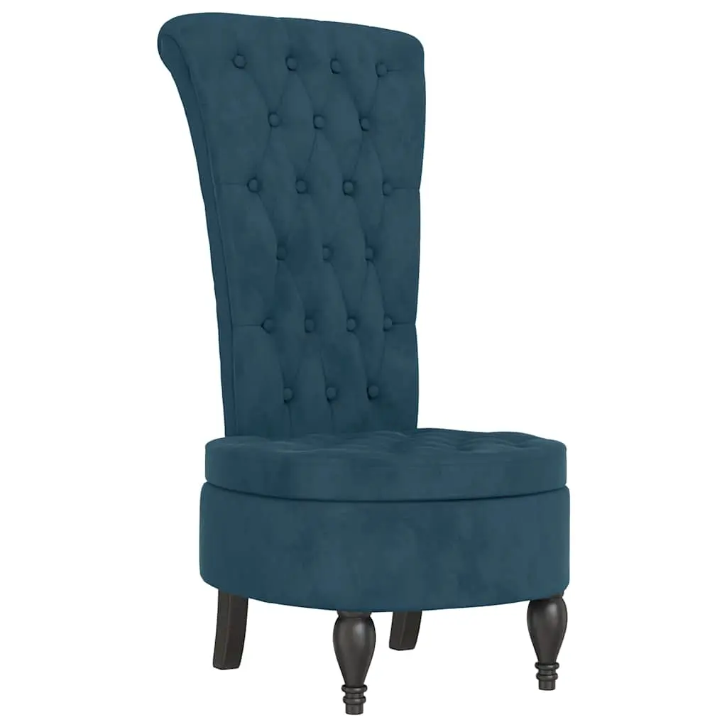 High Back Chair Blue Velvet Button Design 352463 - Furniture