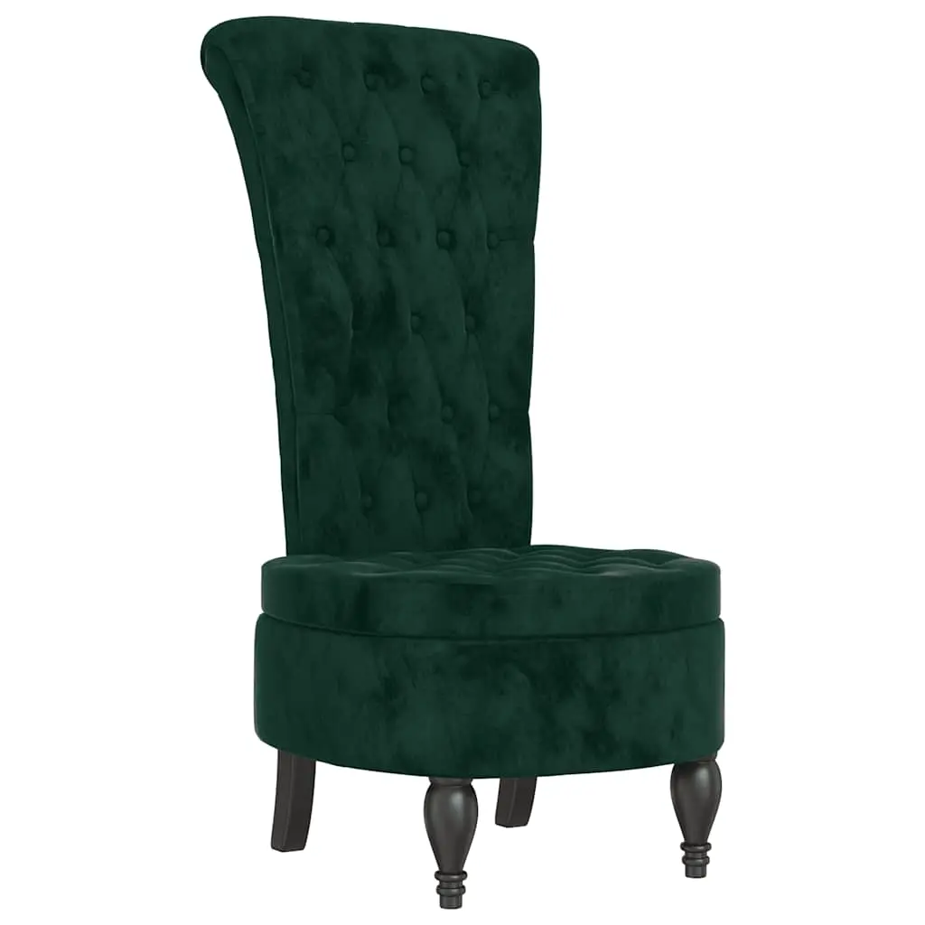 High Back Chair Dark Green Velvet Button Design 352466 - Furniture