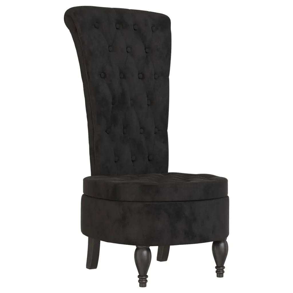 High Back Chair Black Velvet Button Design 352468 - Furniture