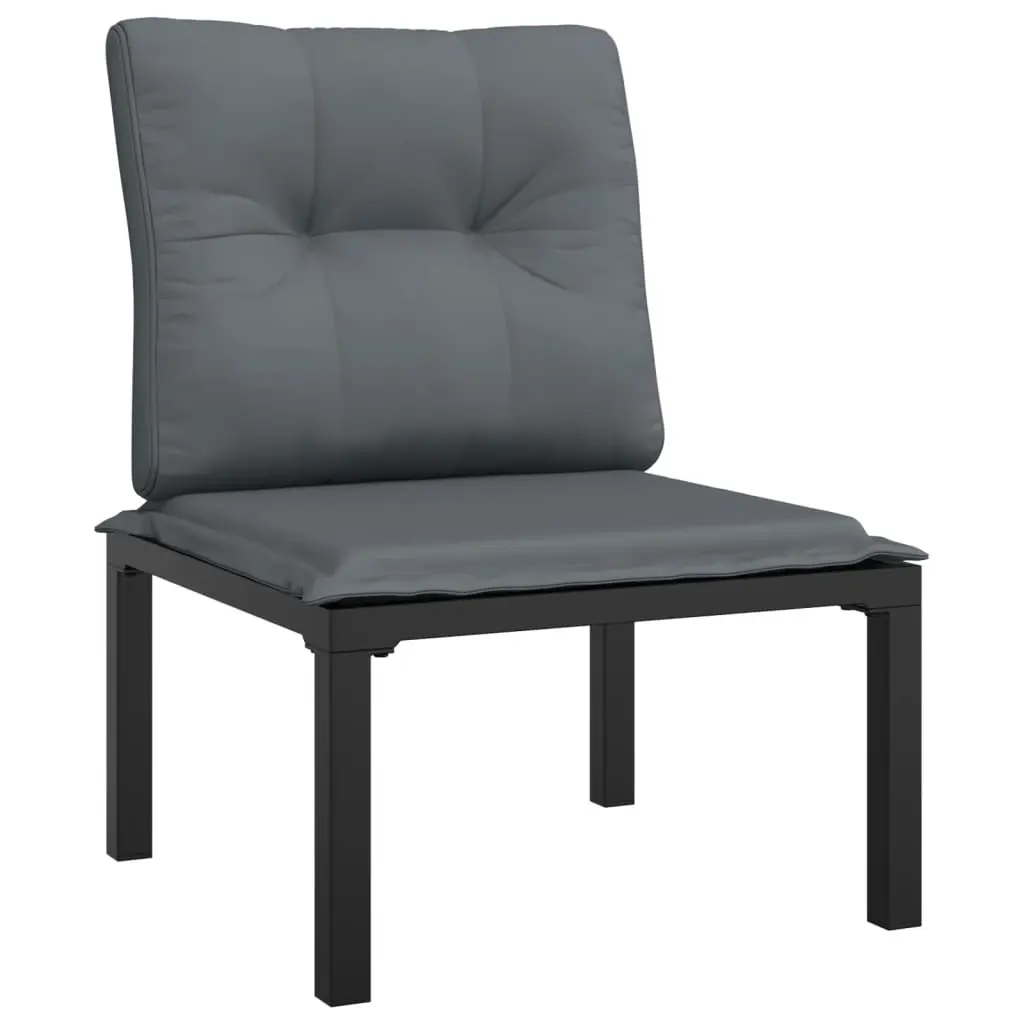 Garden Chair with Cushions Black and Grey Poly Rattan 362798 - Furniture