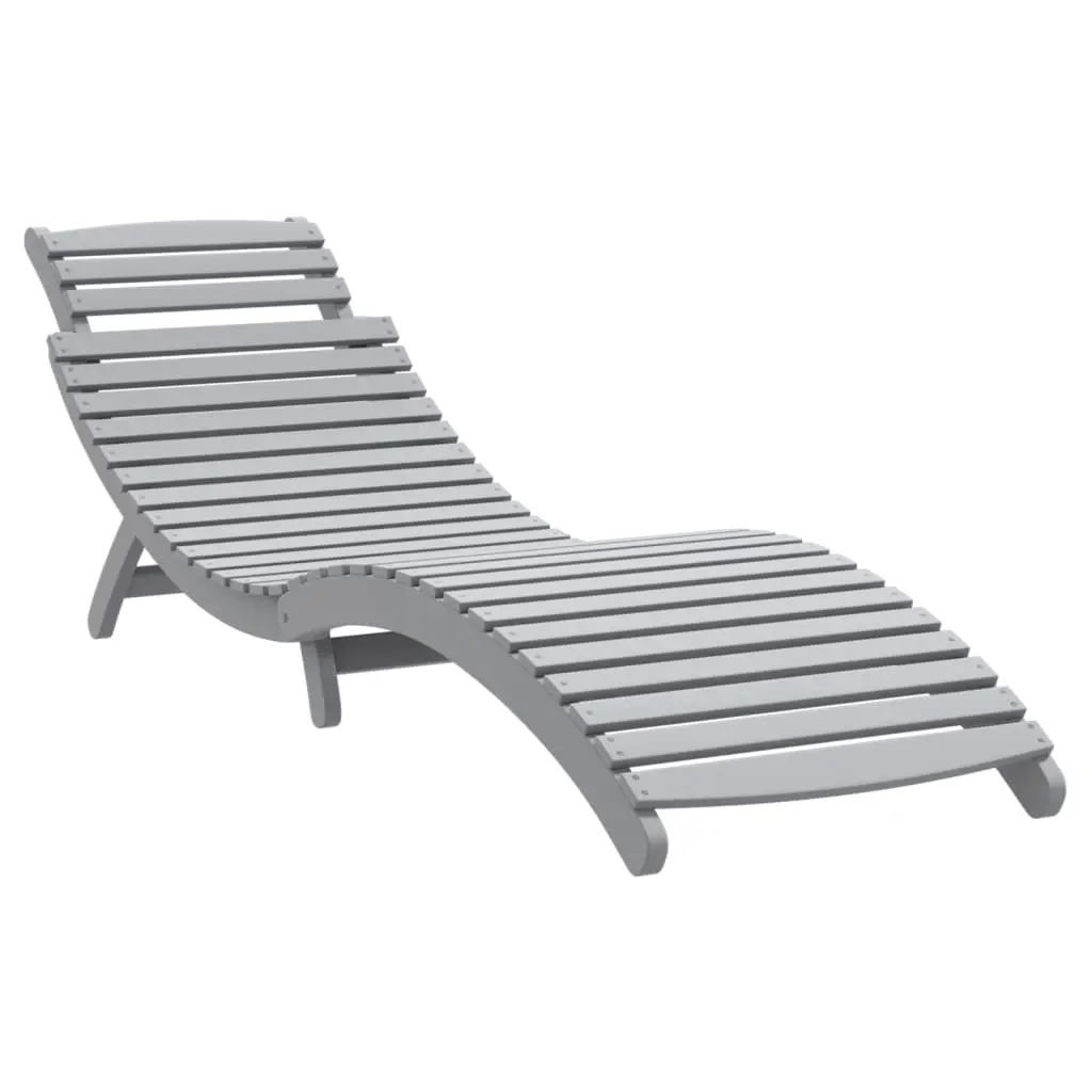 Sun Lounger Grey 184x55x64 cm Solid Wood Acacia 363279 - Furniture