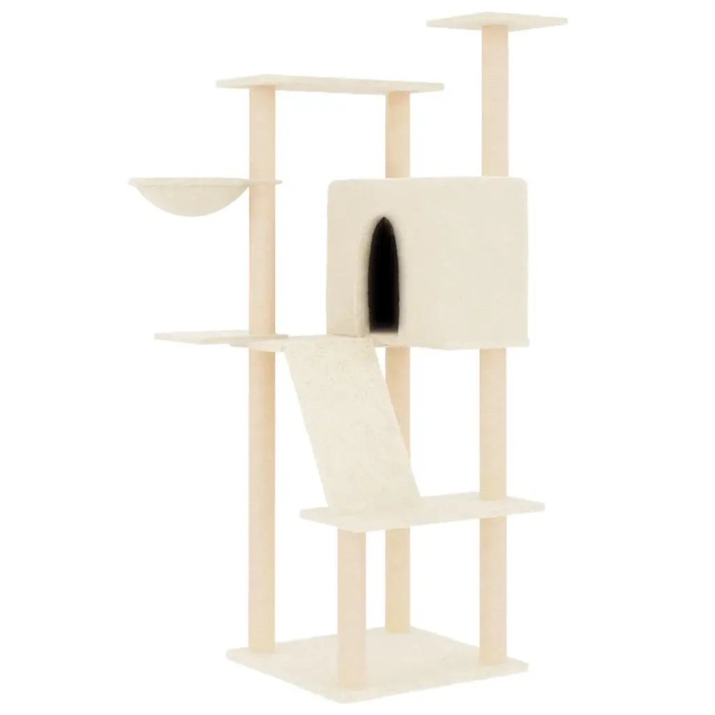 Cat Tree with Sisal Scratching Posts Cream 143 cm 171729 - Pets