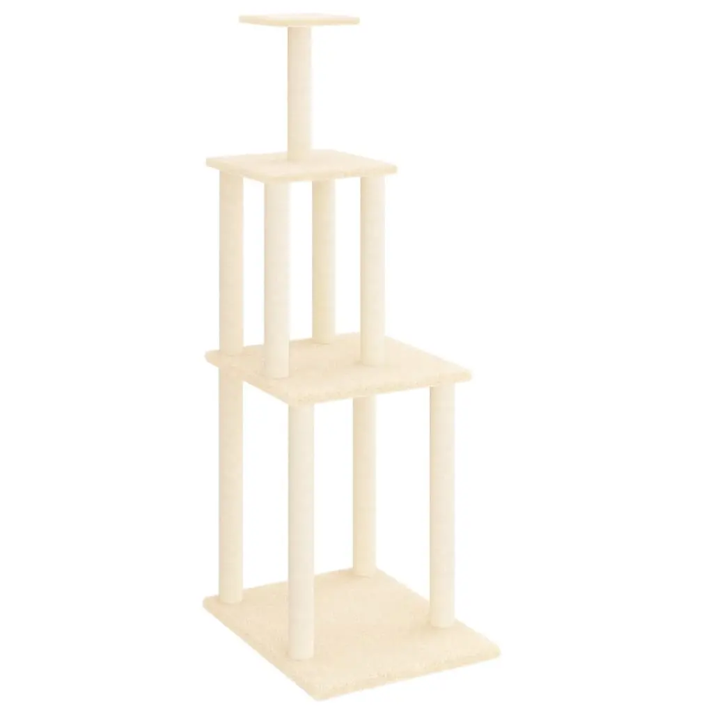 Cat Tree with Sisal Scratching Posts Cream 149 cm 171741 - Pets
