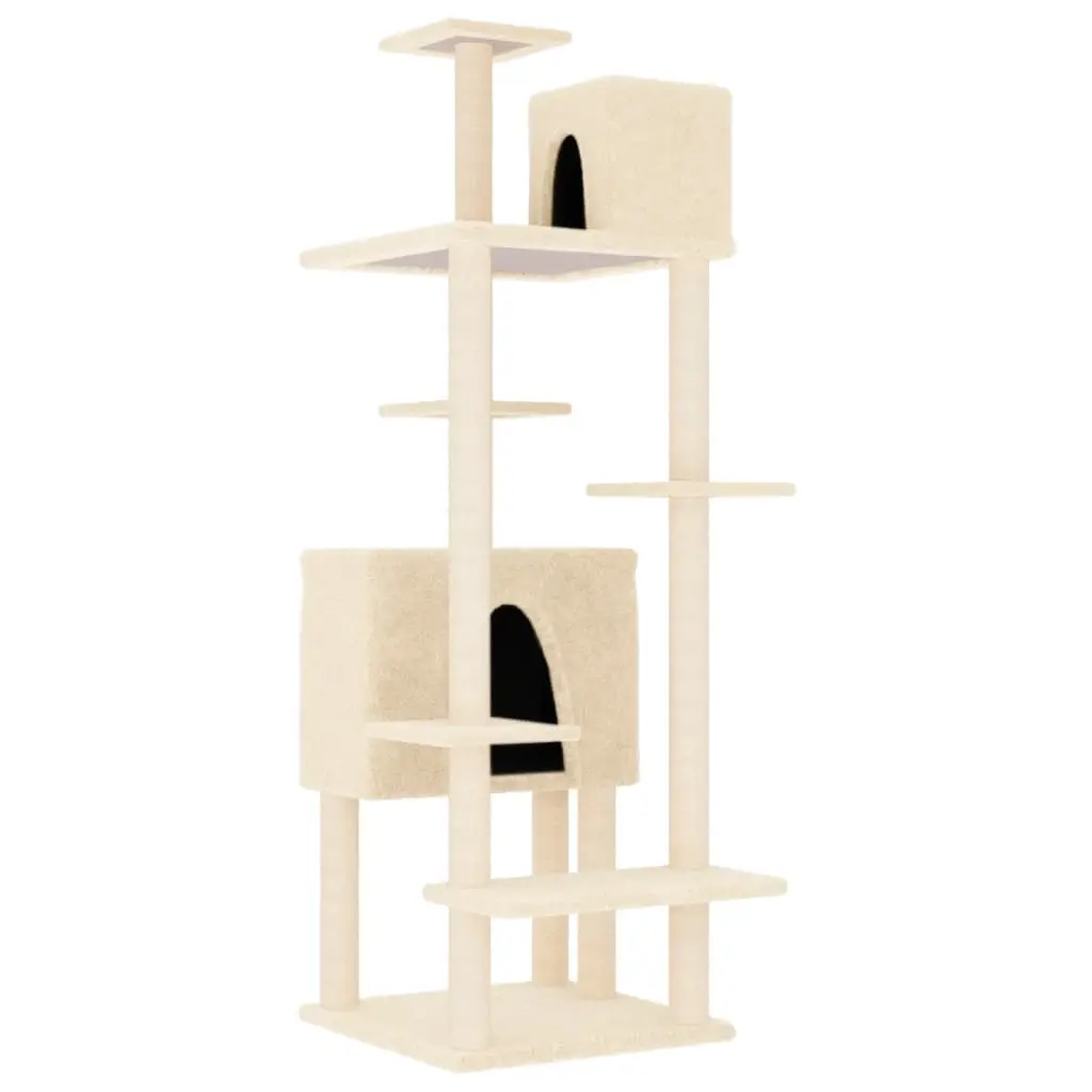 Cat Tree with Sisal Scratching Posts Cream 154 cm 171771 - Pets