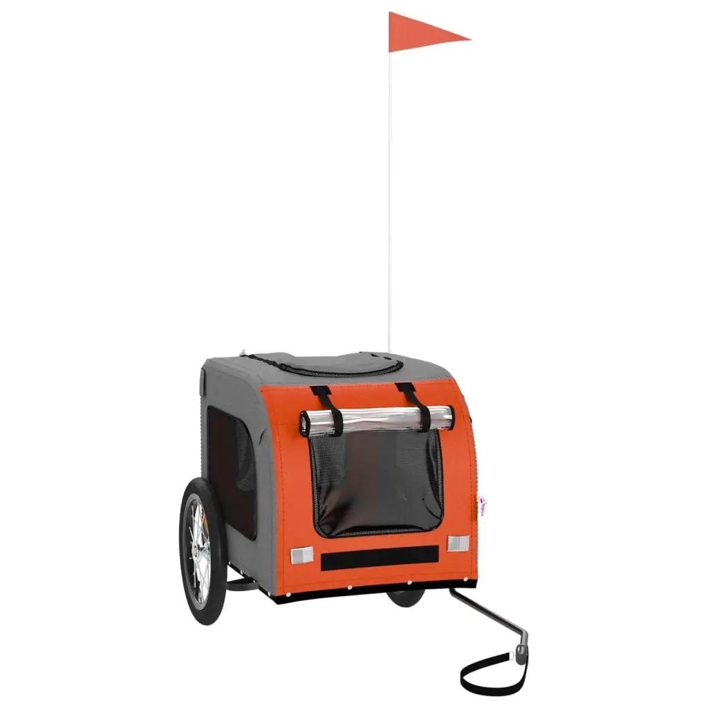 Pet Bike Trailer Orange and Grey Oxford Fabric and Iron 93830 - Pets