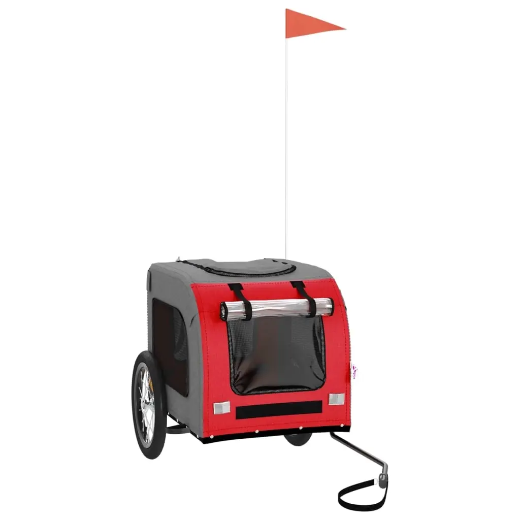 Pet Bike Trailer Red and Grey Oxford Fabric and Iron 93831 - Pets