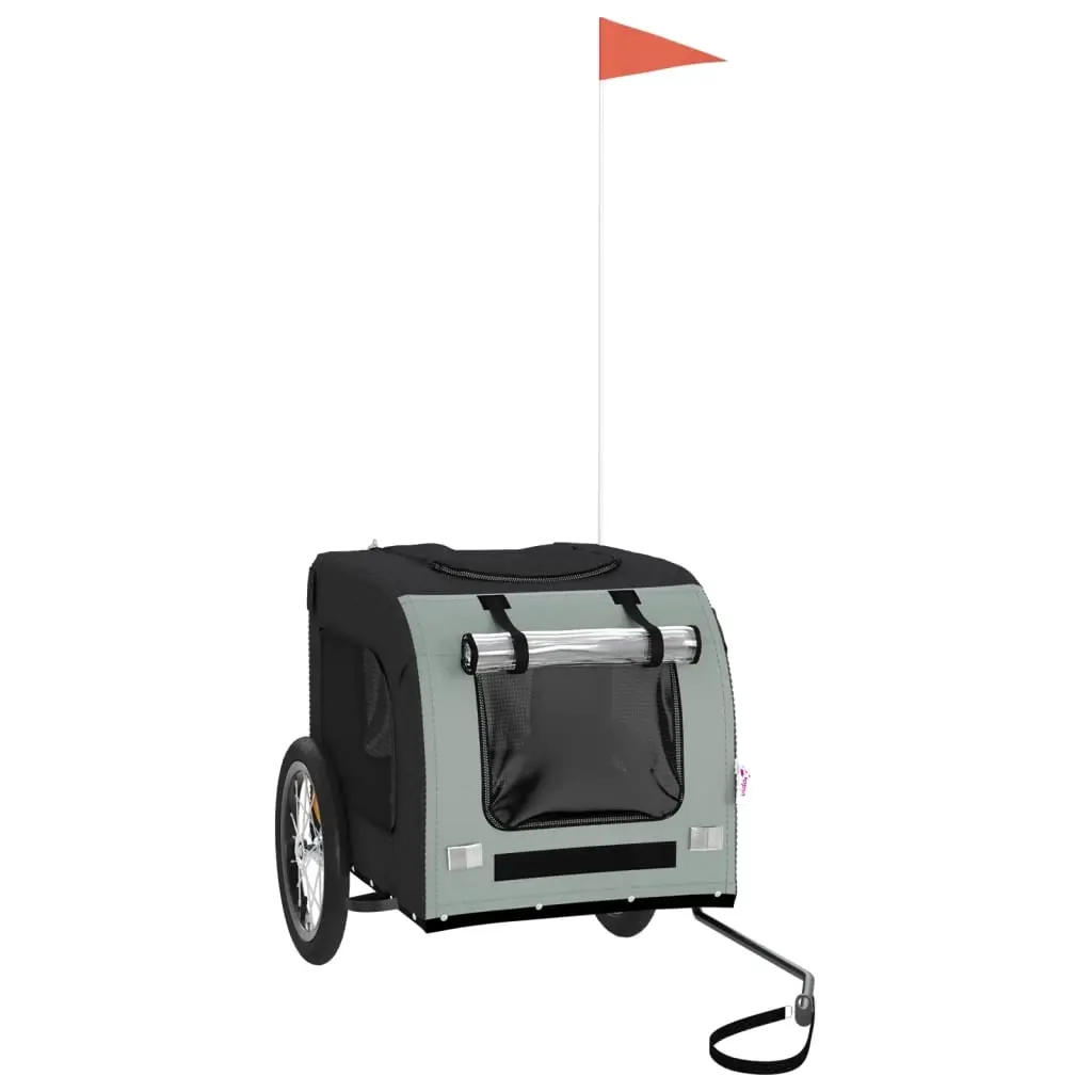 Pet Bike Trailer Black and Grey Oxford Fabric and Iron 93832 - Pets