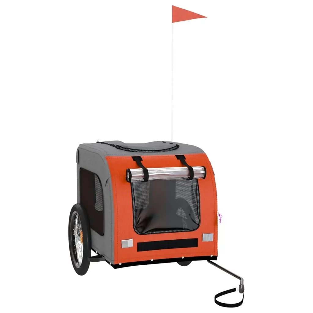 Pet Bike Trailer Orange and Grey Oxford Fabric&Iron 93837 - Pets