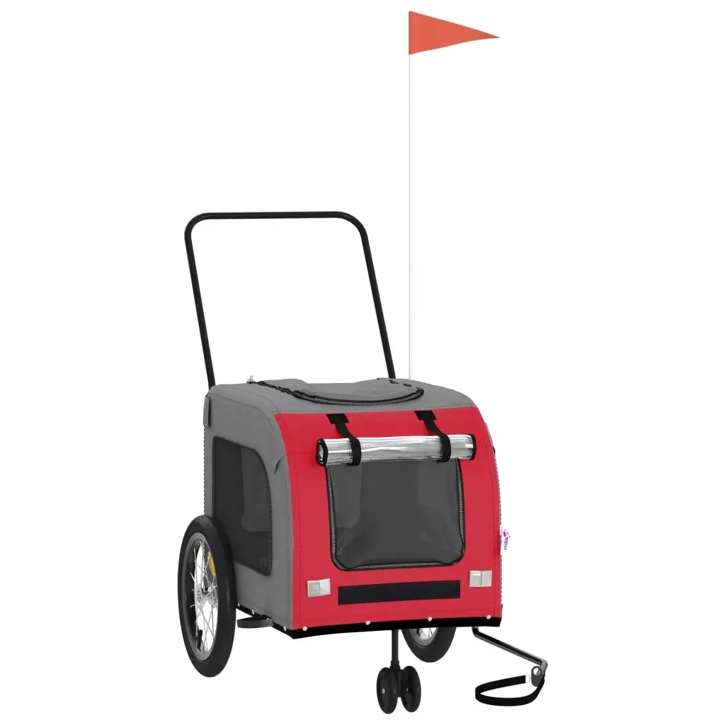 Pet Bike Trailer Red and Grey Oxford Fabric and Iron 93852 - Pets