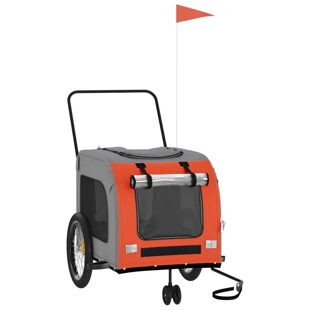 Pet Bike Trailer Orange and Grey Oxford Fabric and Iron 93858 - Pets