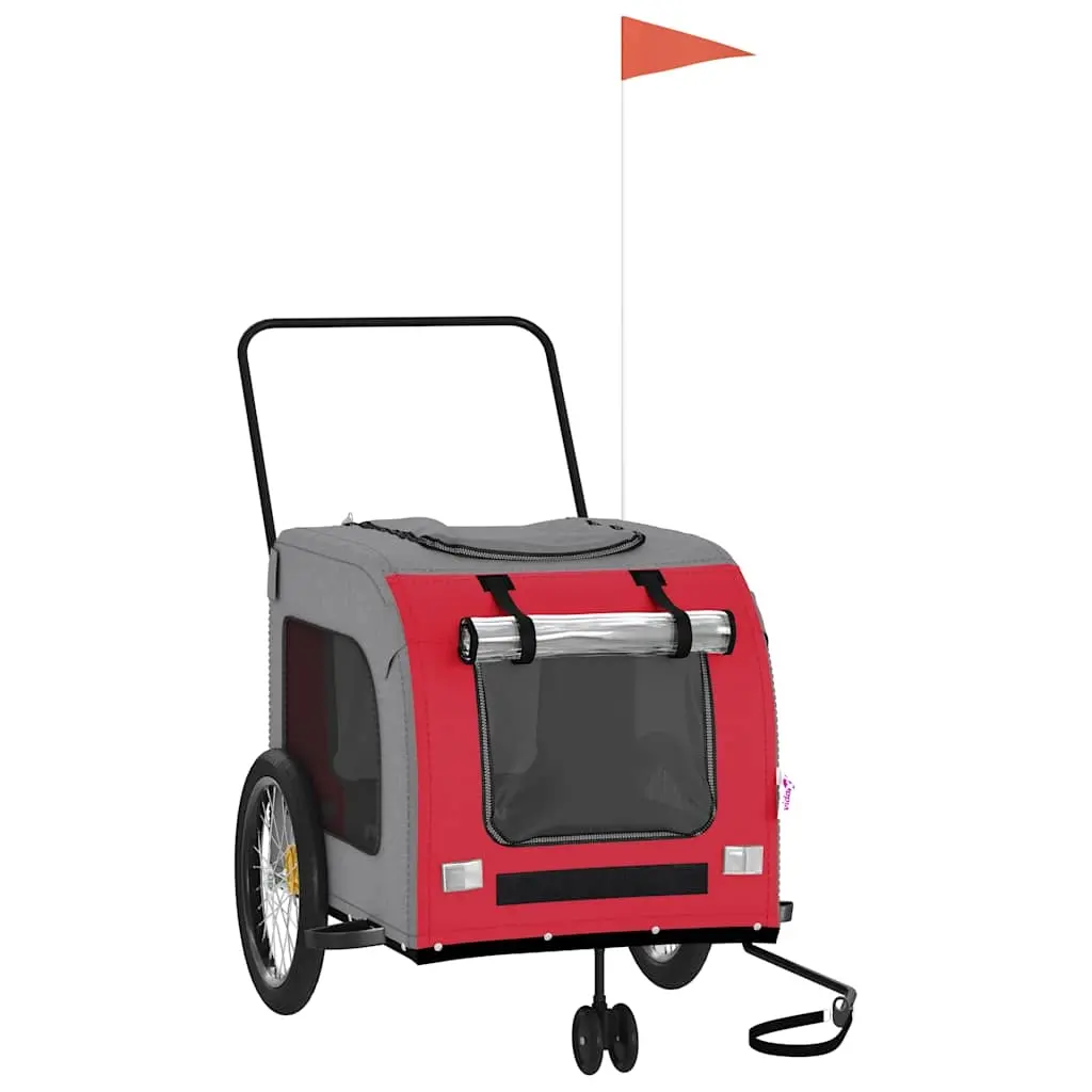 Pet Bike Trailer Red and Grey Oxford Fabric and Iron 93859 - Pets