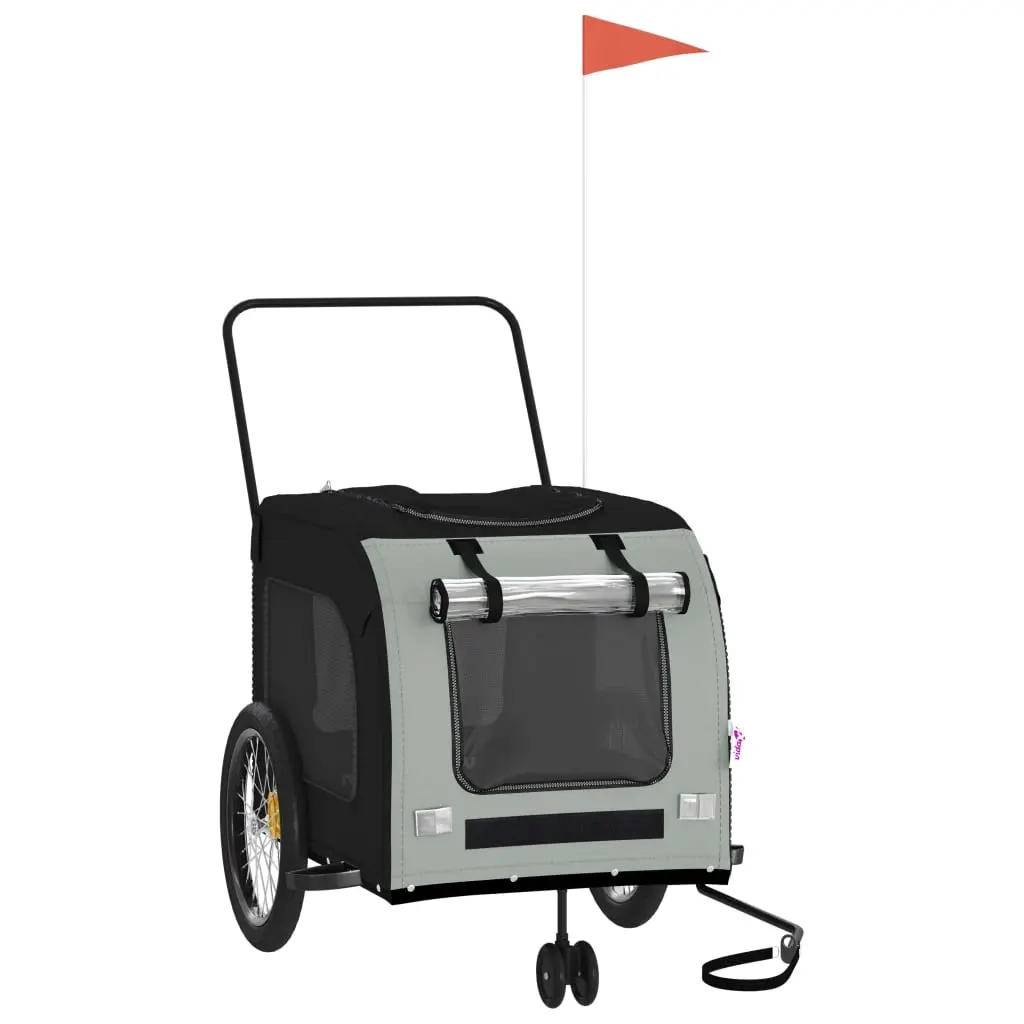 Pet Bike Trailer Black and Grey Oxford Fabric and Iron 93860 - Pets