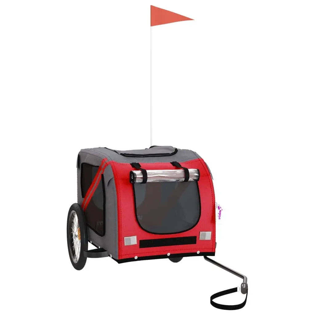 Pet Bike Trailer Red and Grey Oxford Fabric and Iron 93880 - Pets