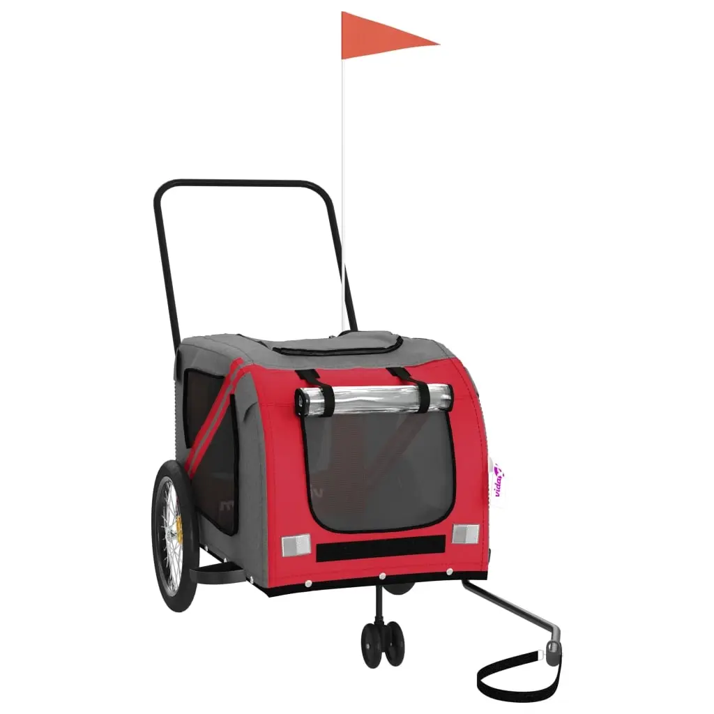 Pet Bike Trailer Red and Grey Oxford Fabric and Iron 93901 - Pets