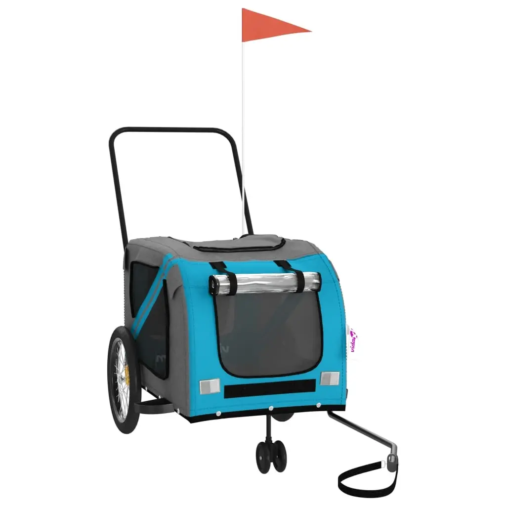 Pet Bike Trailer Blue and Grey Oxford Fabric and Iron 93904 - Pets