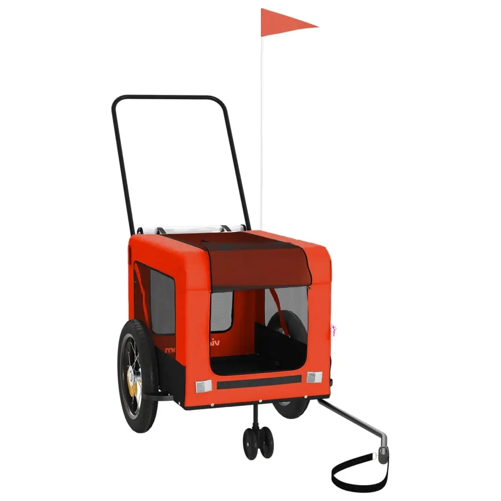 Pet Bike Trailer Orange and Black Oxford Fabric and Iron 93928 - Pets