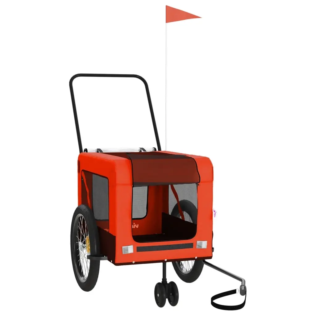Pet Bike Trailer Orange and Black Oxford Fabric and Iron 93942 - Pets