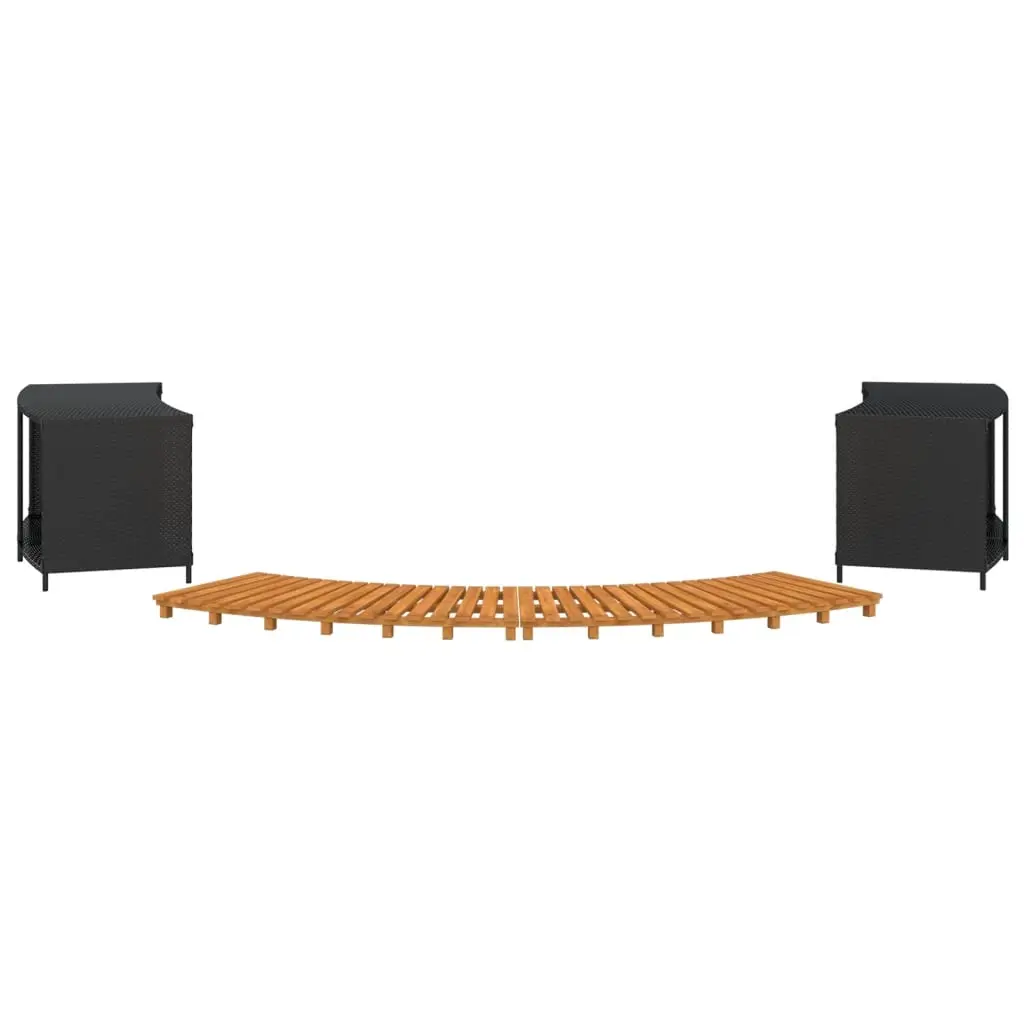 Hot Tub Surround Black Poly Rattan and Solid Wood Acacia 3157106 - Home & Garden