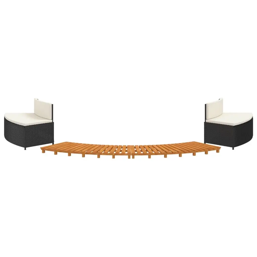 Hot Tub Surround Black Poly Rattan and Solid Wood Acacia 3157107 - Home & Garden