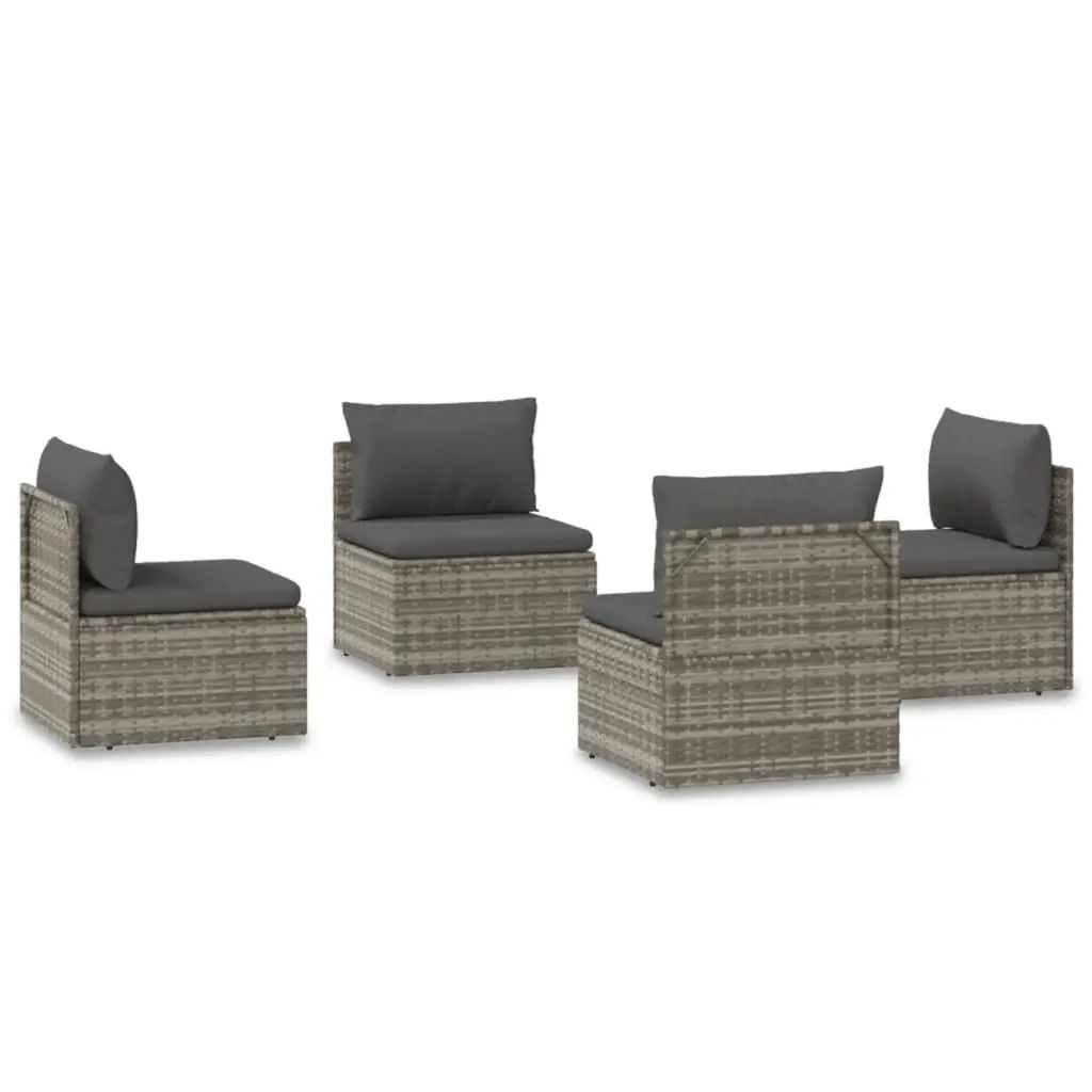 Garden Middle Sofas 4 pcs Grey 57x57x56 cm Poly Rattan 3157503 - Furniture