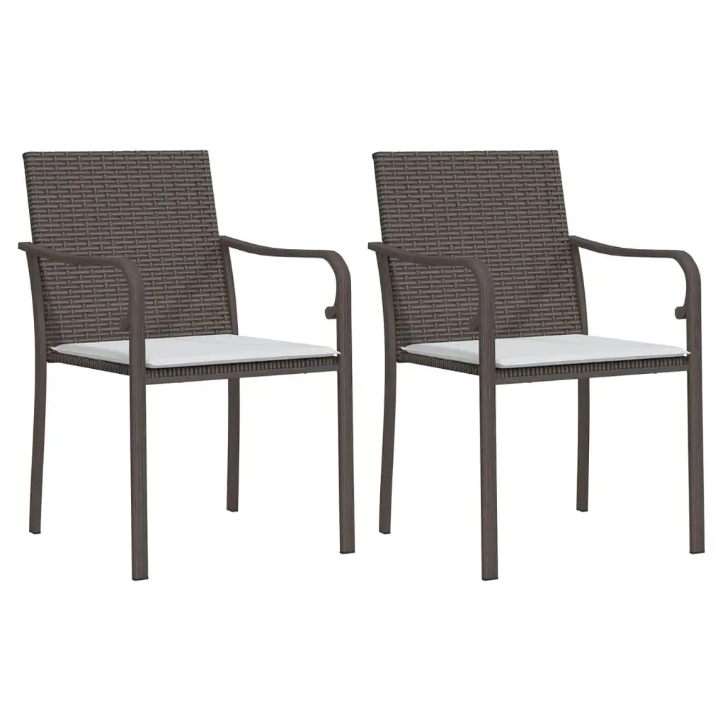 Garden Chairs with Cushions 2 pcs Brown 56x59x84 cm Poly Rattan 364093 - Furniture