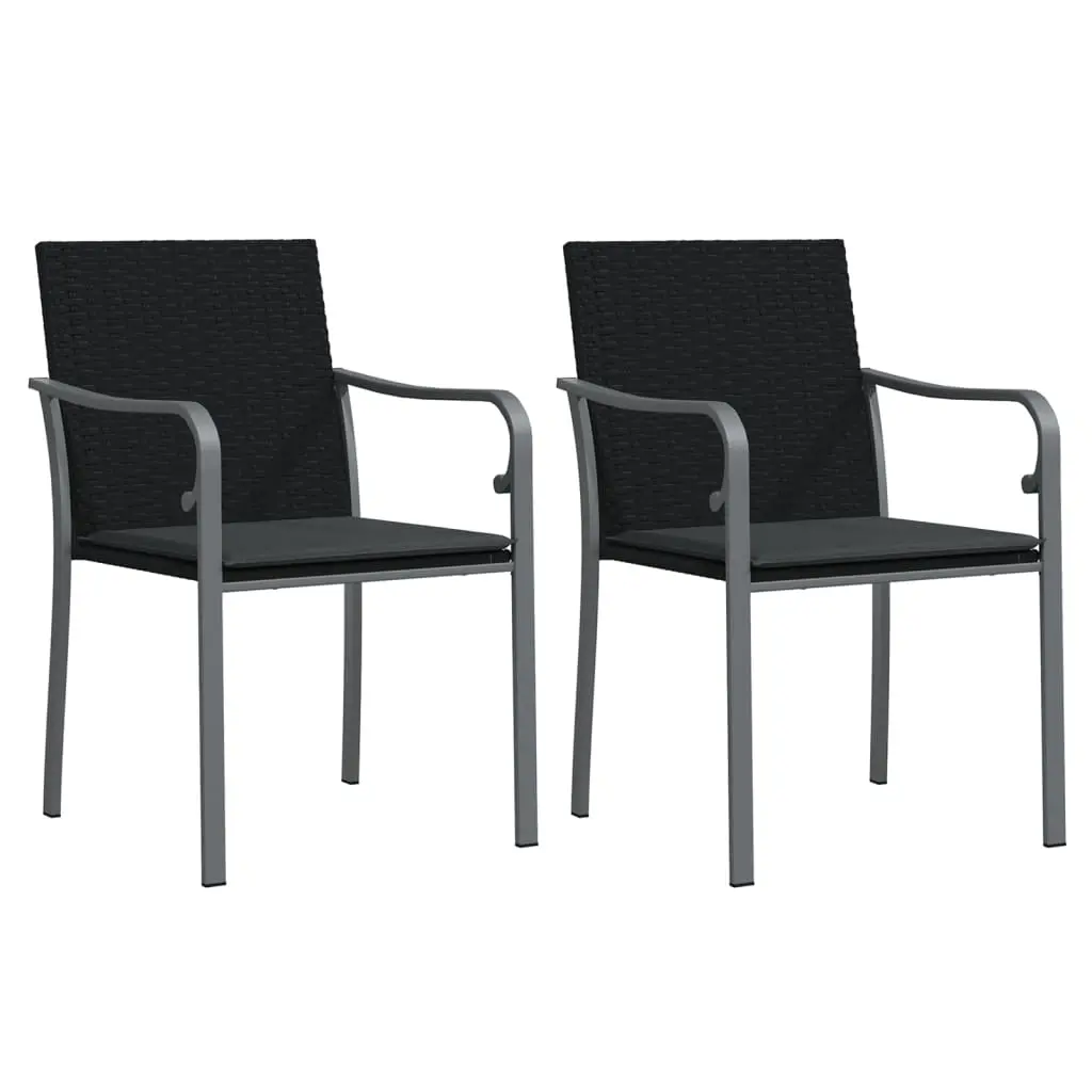 Garden Chairs with Cushions 2 pcs Black 56x59x84 cm Poly Rattan 364094 - Furniture
