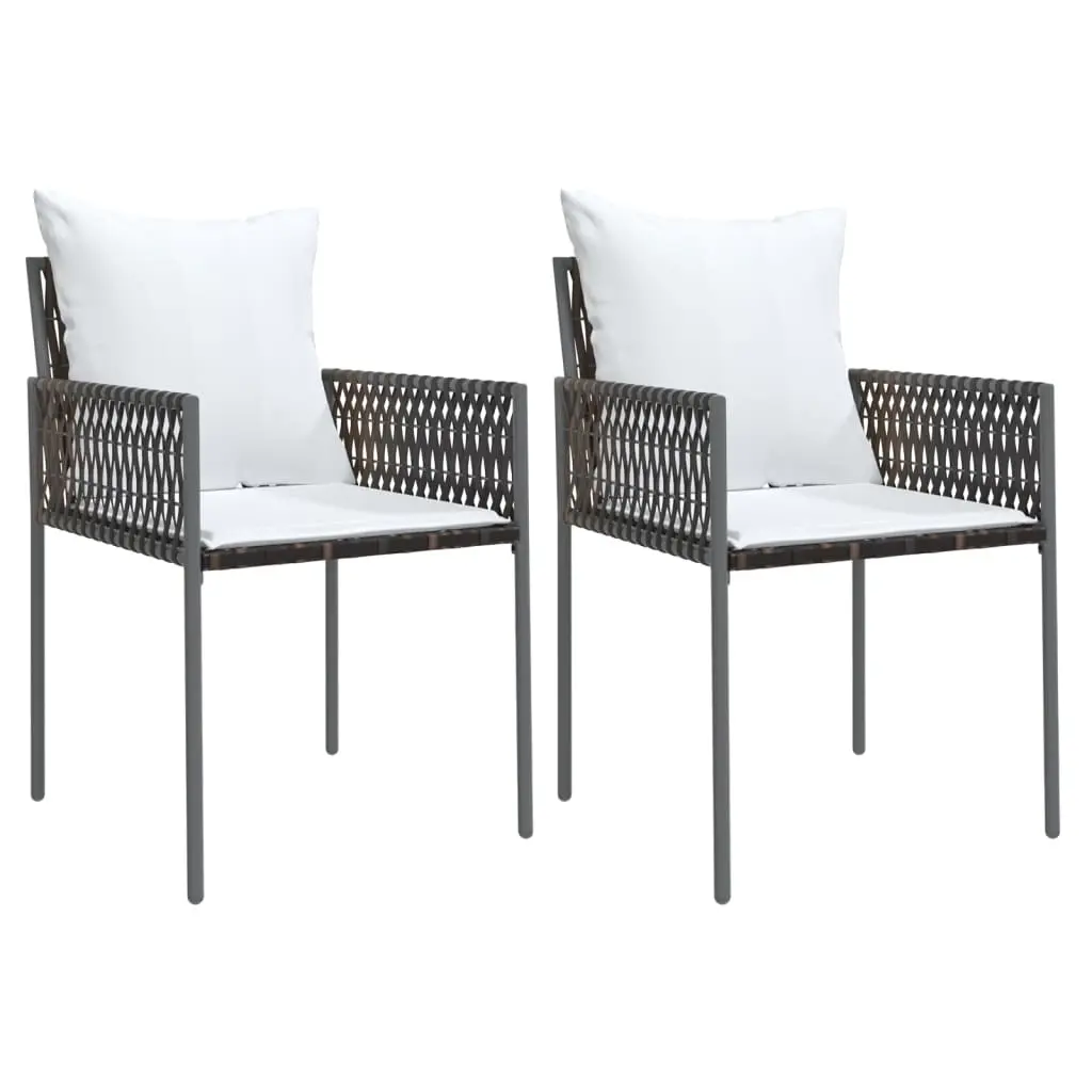 Garden Chairs with Cushions 2 pcs Brown 54x61x83 cm Poly Rattan 364100 - Furniture