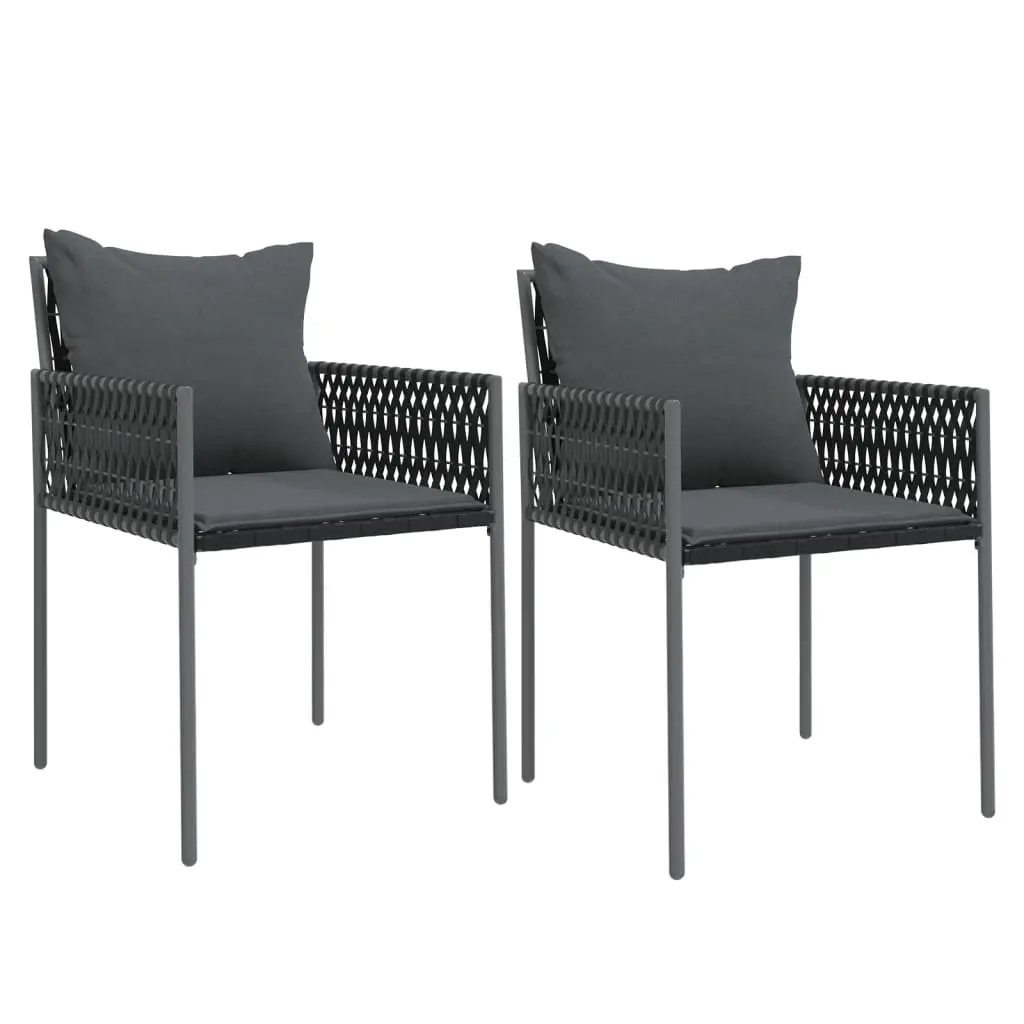 Garden Chairs with Cushions 2 pcs Black 54x61x83 cm Poly Rattan 364101 - Furniture