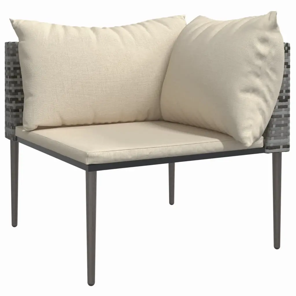 Garden Corner Sofa with Cushions Grey Poly Rattan 364123 - Furniture