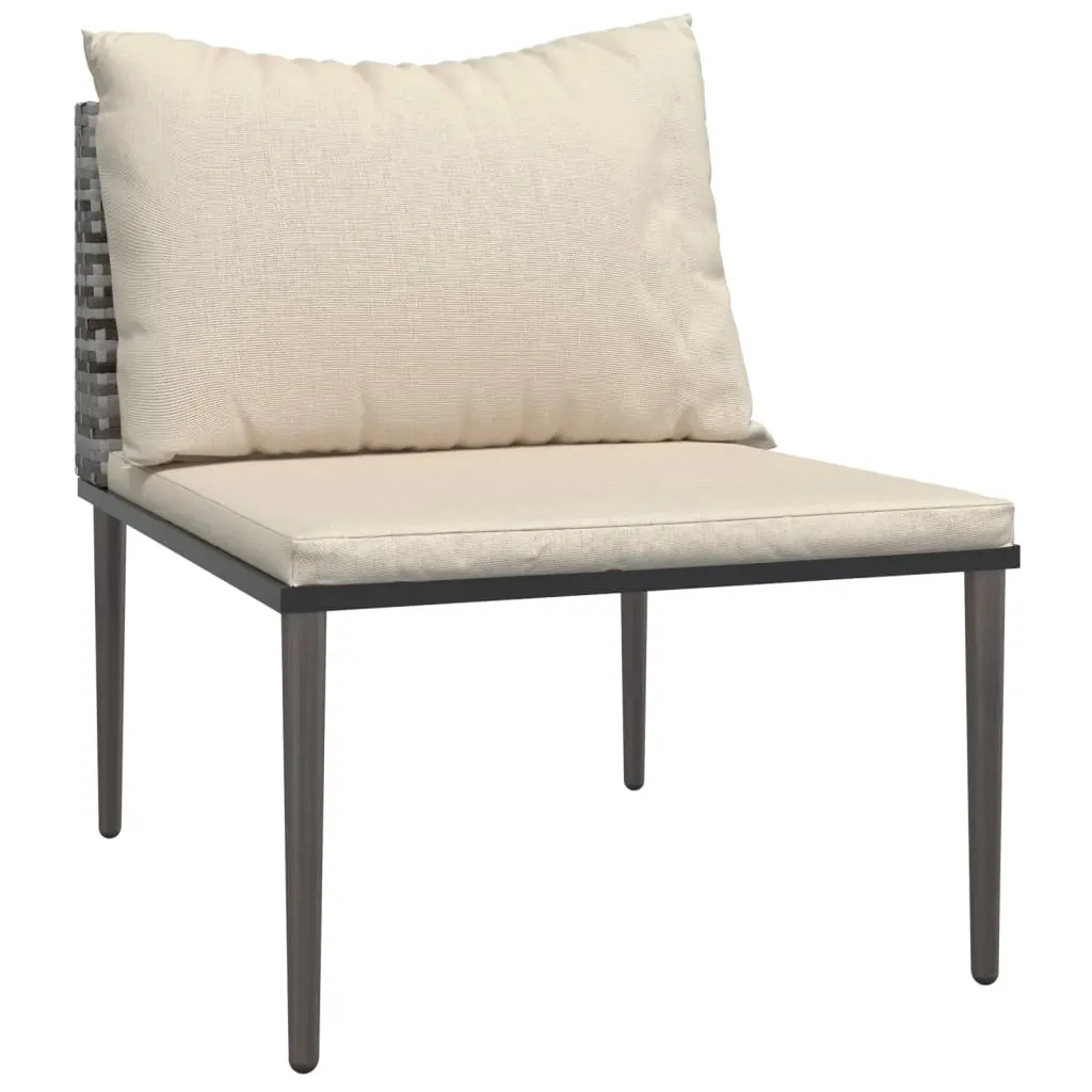 Garden Middle Sofa with Cushions Grey Poly Rattan 364124 - Furniture